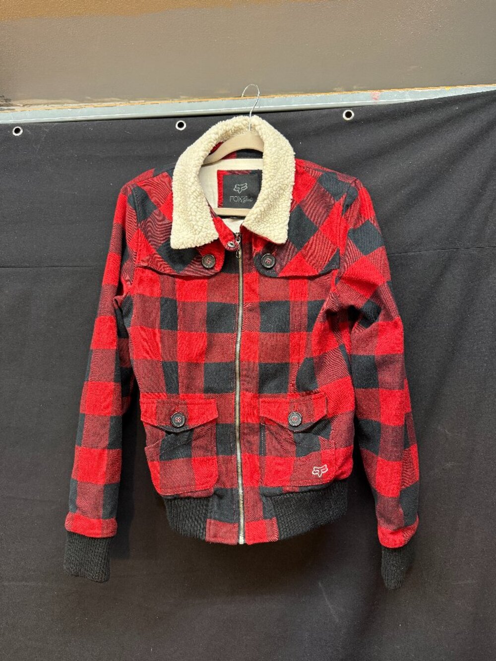 Fox Racing 2000s Vintage Girls' Red Plaid Fleece-Lined Jacket